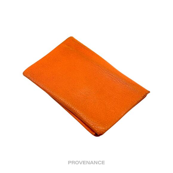 🔴 Hermès Calvi Card Wallet - Orange Chevre Mysore Leather - Picture 3 of 7